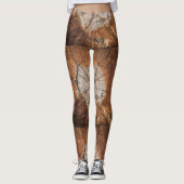 Leggings Brown Bois Abstrait Art Moderne Chic Party | DÉCON (Devant)