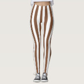 Leggings Brown et blancs verticaux (Devant)
