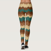 Leggings Brown et vert automne Zigzag Stripe (Dos)