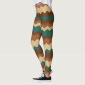Leggings Brown et vert automne Zigzag Stripe (Gauche)