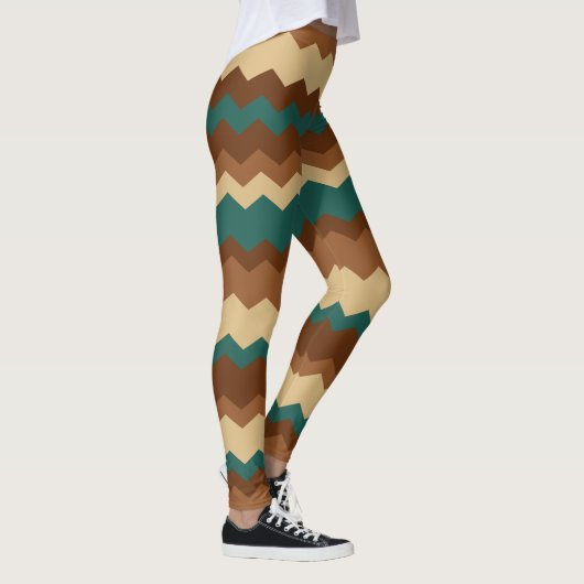 Leggings Brown et vert automne Zigzag Stripe (Droite)