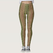 Leggings Brown et vert Trippy Stripes Cool Psychedélique (Devant)
