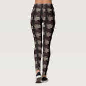 Leggings Brown géométrique, rayures ou triangles noirs (Dos)