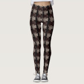 Leggings Brown géométrique, rayures ou triangles noirs (Devant)