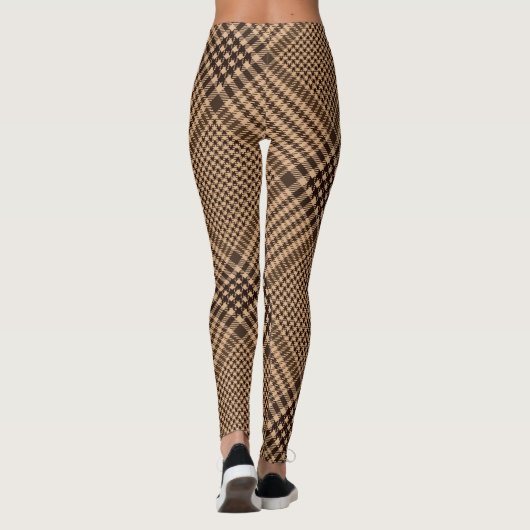 Leggings Brown Houndstooth Scottish Check Plaid Motif (Dos)