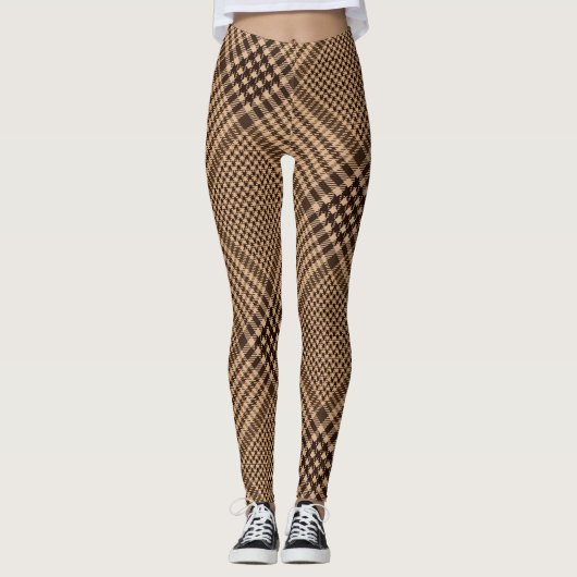 Leggings Brown Houndstooth Scottish Check Plaid Motif (Devant)