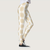 Leggings Brown Mandala Motif sur White Arrière - plan Elega (Droite)