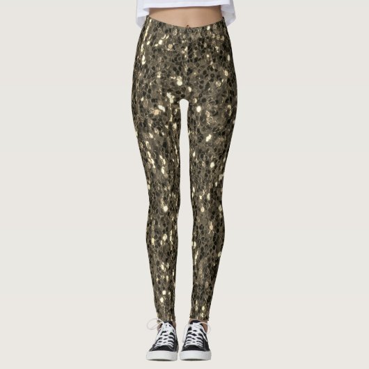 Leggings Brown or sépia scintille faux parties scintillant (Devant)