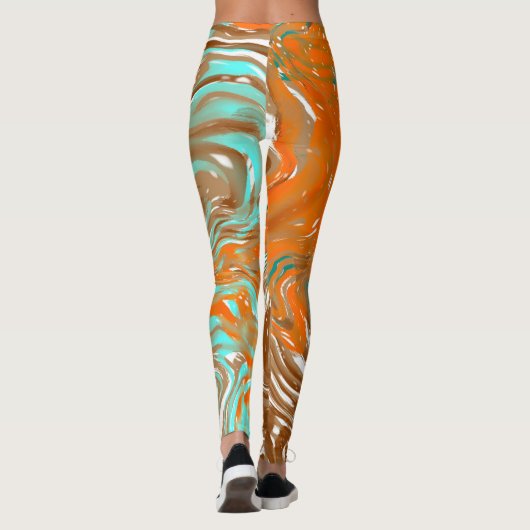 Leggings Brown, orange, couleurs Boho Abstrait (Dos)