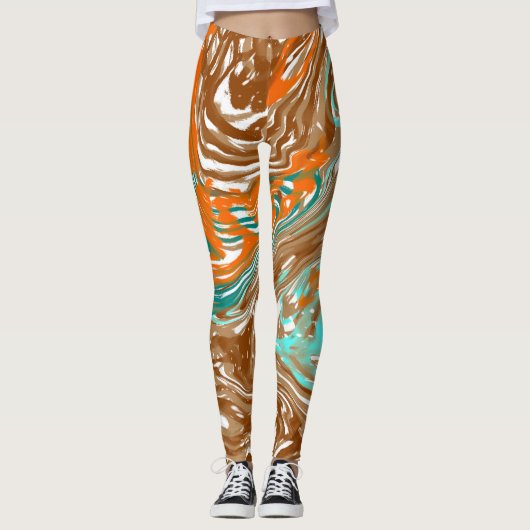 Leggings Brown, orange, couleurs Boho Abstrait (Devant)