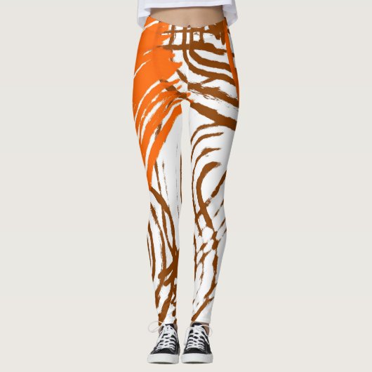 Leggings Brown, orange, couleurs Boho Abstrait (Devant)