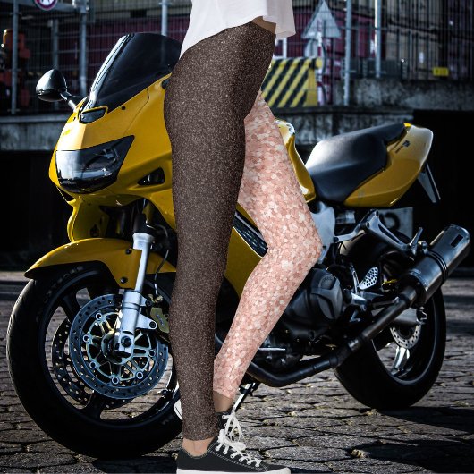 Leggings Brown Rose Golden Glitter Sparkles Pattern Gift