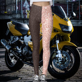 Leggings Brown Rose Golden Glitter Sparkles Pattern Gift