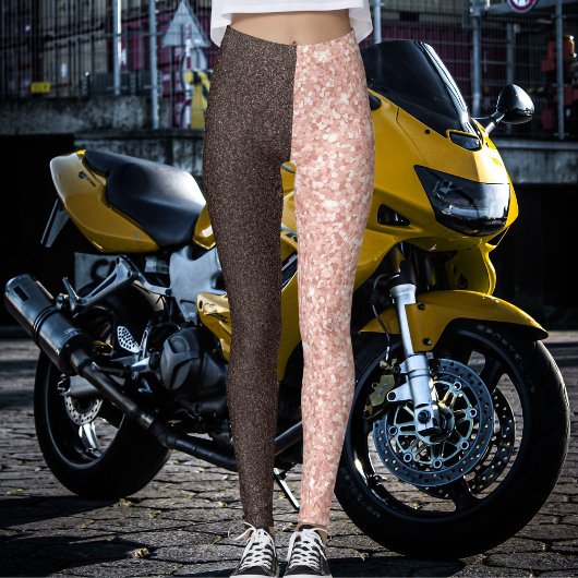Leggings Brown Rose Golden Glitter Sparkles Pattern Gift