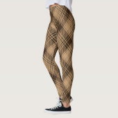 Leggings  Brown Tartan Plaid Rustique Jacquard Motif (Gauche)