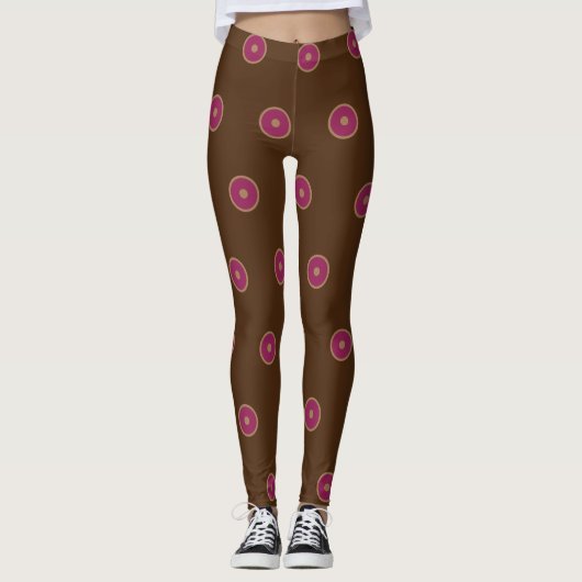 Leggings Brown tendance et motif abstrait rose (Devant)