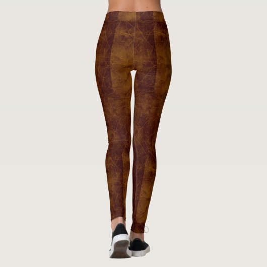 Leggings Brun âgé par faux simili cuir (Dos)