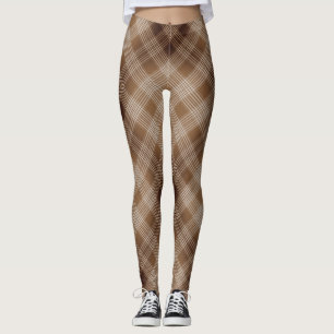Leggings Brun et guêtres Checkered bronzages de plaid