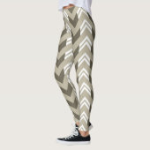 Leggings Brun moderne, beige, motif blanc de Chevron (Gauche)
