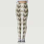 Leggings Brun moderne, beige, motif blanc de Chevron (Devant)