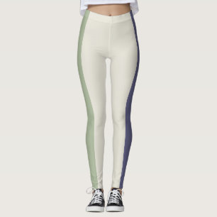 Leggings Brun Vert et Rayures Violettes