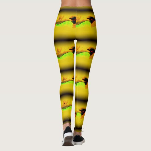 Leggings brunette à queue verte mersirène jaune (Dos)