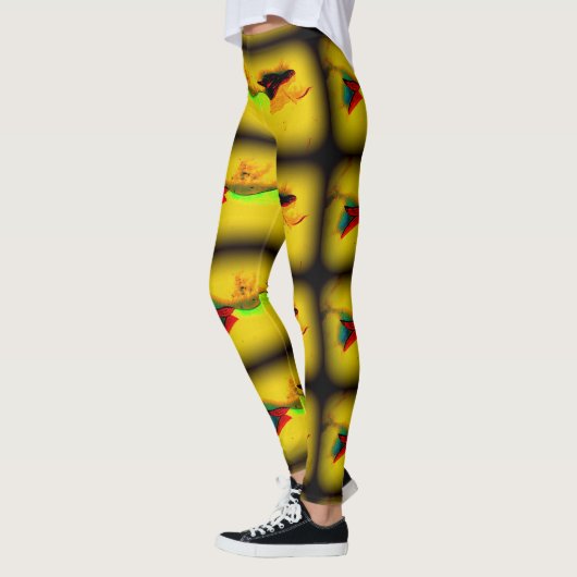 Leggings brunette à queue verte mersirène jaune (Gauche)