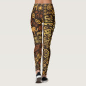 Leggings Bruns africains ethniques et or #12 de modèle (Dos)