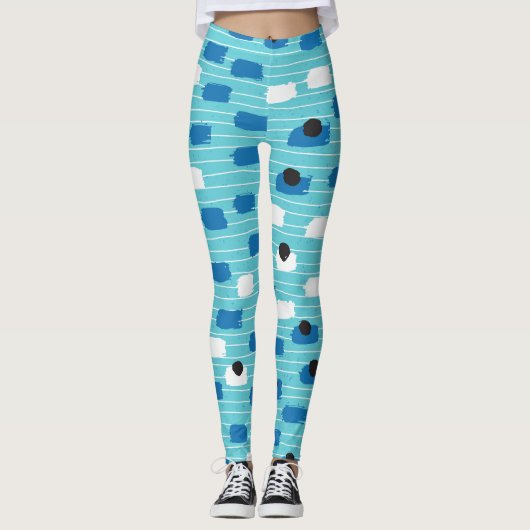 Leggings Brush course sans couture motif, dessiné à la main (Devant)