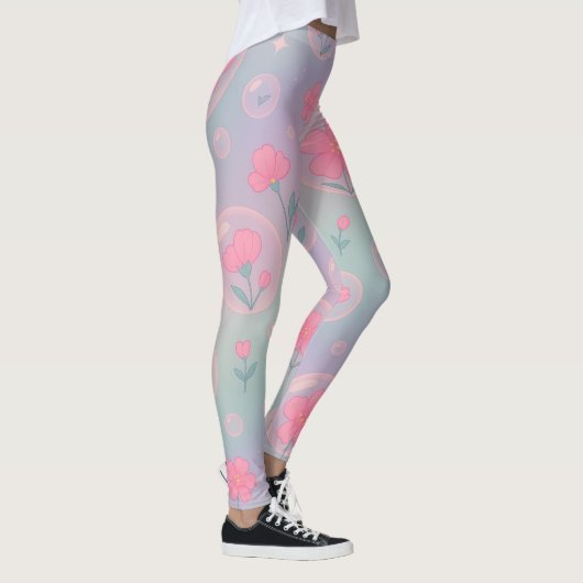Leggings Bubble Bloom Garden – Pastel Floral Pattern for Gi (Droite)