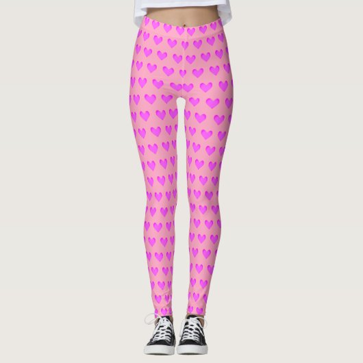 Leggings Bubblegum rose Lilac Love Hearts Valentines Imprim (Devant)