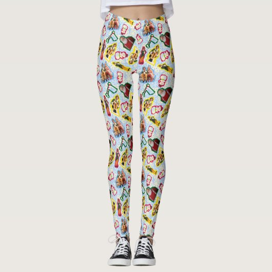 Leggings Buddy the Elf and Santa North Pole Pattern (Devant)