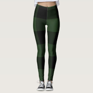 Leggings Buffalo check Celtic Green and Black Squares Plaid
