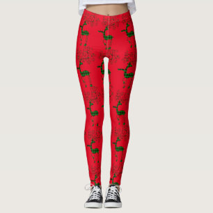 Leggings Buffalo Plaid Christmas Deer Thunder_Cove