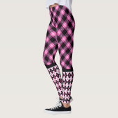 Leggings Buffalo Plaid & Jacquard en Fuchsia & Black (Gauche)