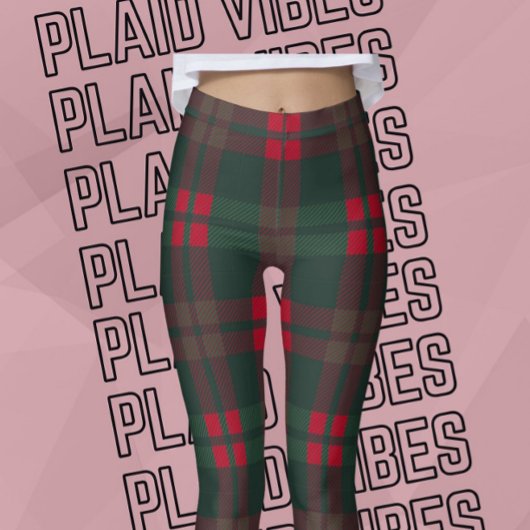Leggings Buffalo Plaid Noël Motif Vert Rouge Noir