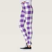 Leggings Buffalo Plaid violet et Motif blanc (Gauche)