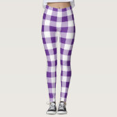 Leggings Buffalo Plaid violet et Motif blanc (Devant)