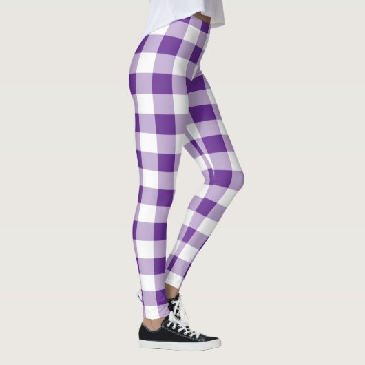 Leggings Buffalo Plaid violet et Motif blanc (Droite)
