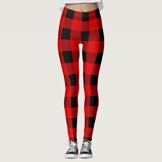Leggings Buffalo rouge et noir Plaid en vichy (Devant)
