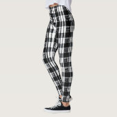 Leggings Buffle blanc noir moderne à motif plaid (Gauche)