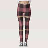 Leggings Buffle rose Plaid avec des rayures nordiques Vacan (Devant)