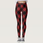 Leggings Buffle rouge rustique noir plaid Coeur blanc (Devant)