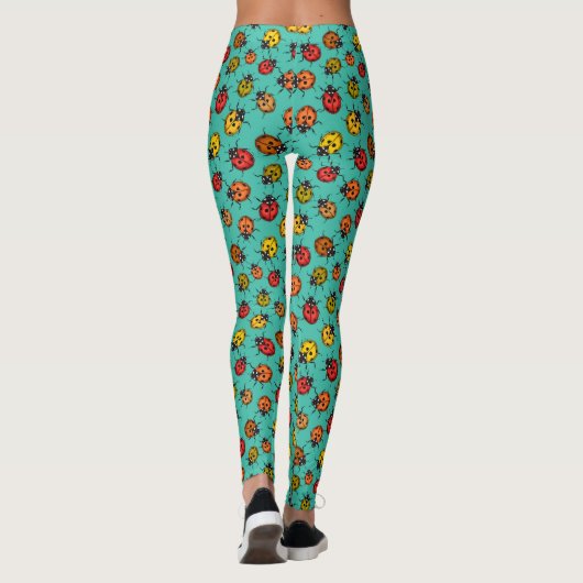 Leggings Bugs colorés sur turquoise (Dos)