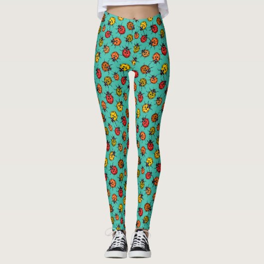 Leggings Bugs colorés sur turquoise (Devant)