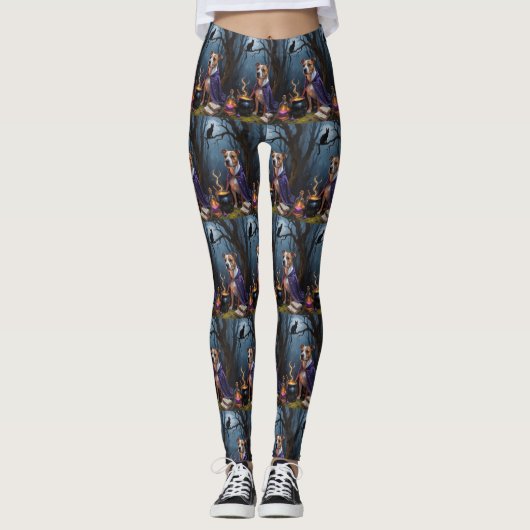 Leggings Bull Terrier Chien Whimsical Halloween Peinture (Devant)