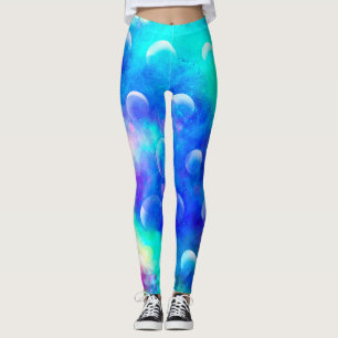 Leggings Bulle abstraite aquarelle moderne fabuleuse bleue