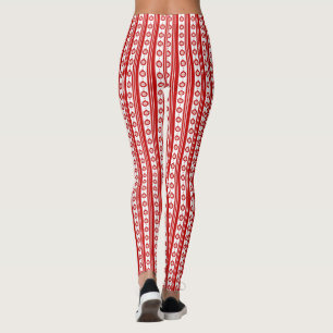 Leggings Bulles de Noël rouges et blanches avec des flocons