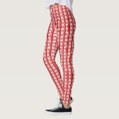 Leggings Bulles de Noël rouges et blanches avec des flocons (Gauche)
