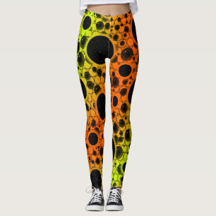 Leggings Bulles d'espace - Taches - Orange/Lime